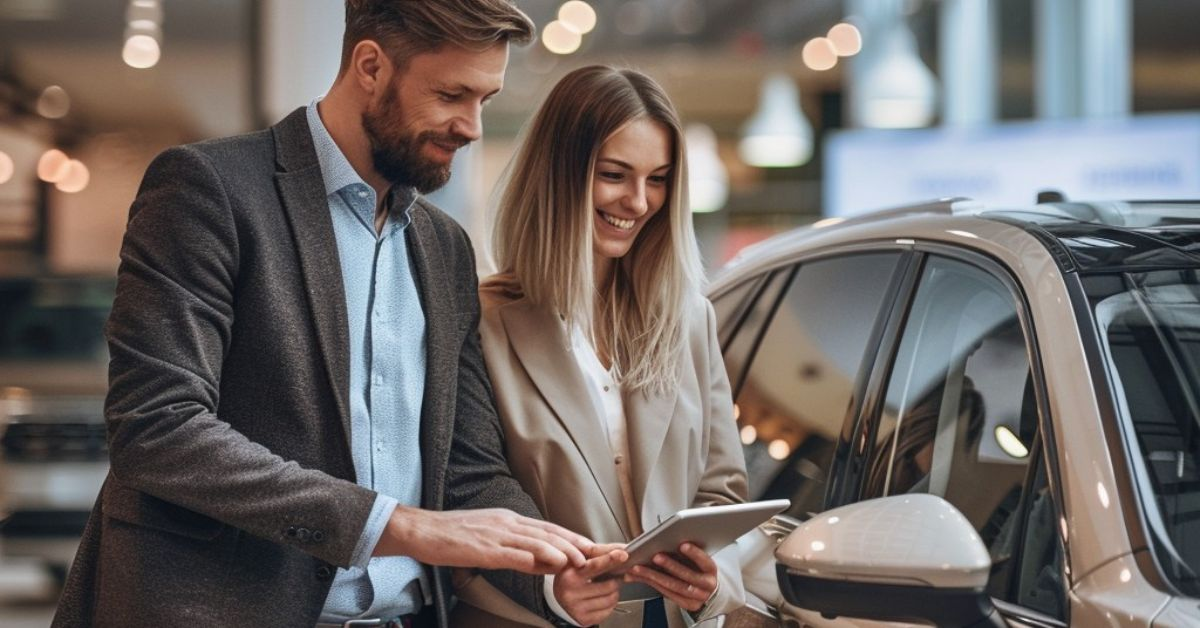 Man and woman reviewing documents