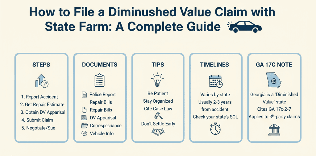 How to File a Diminished Value Claim State Farm infographic