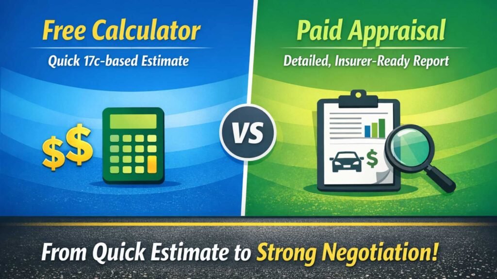 Free vs Paid Diminished Value Calculator compared